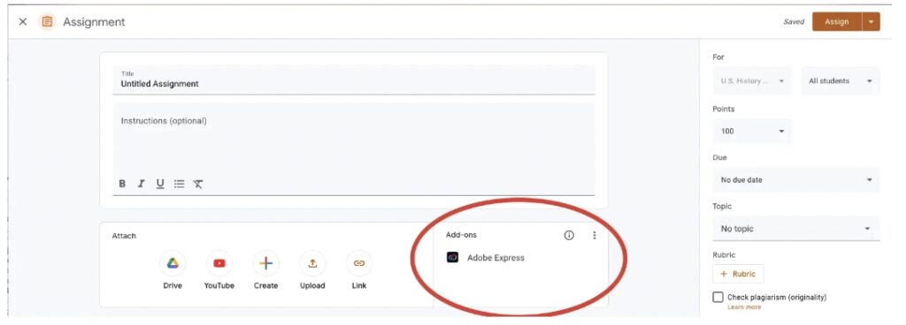 Adobe Express Google Classroom 2