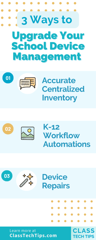 Informative infographic outlining three crucial strategies for upgrading school device management, providing visual aids and brief explanations.