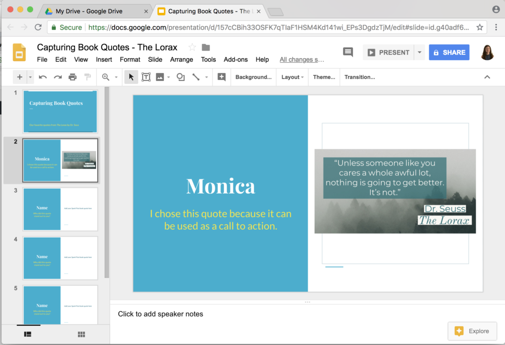 Sharing Adobe Spark Creations with Google Slides