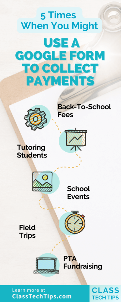 Engaging infographic illustrating 5 common scenarios where using a Google Form to Collect Payments simplifies and streamlines the payment collection process.