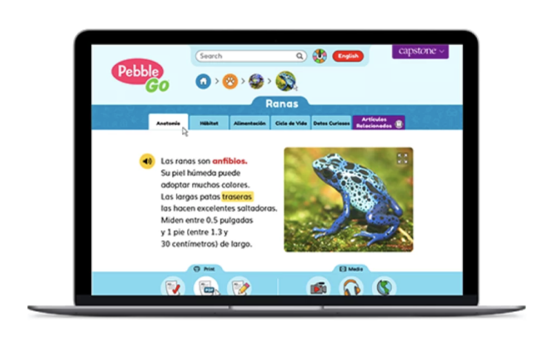 Learn about where to find Spanish language resources to support English Language Learners in PebbleGo's platform for elementary school.